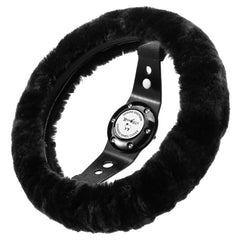Andalus Brands merino sheepskin steering wheel cover in black for luxurious comfort and grip