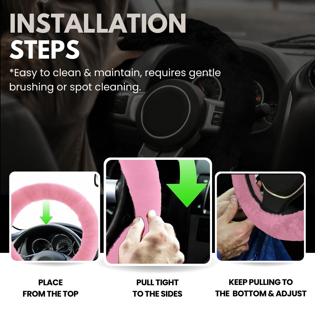Andalus Brands womens car accessory pink steering wheel cover enhances interior style