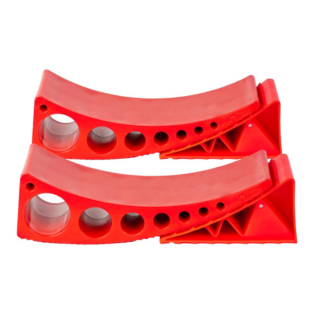 Andersen Hitches 3604-2 camper leveler on tire for precise RV leveling.