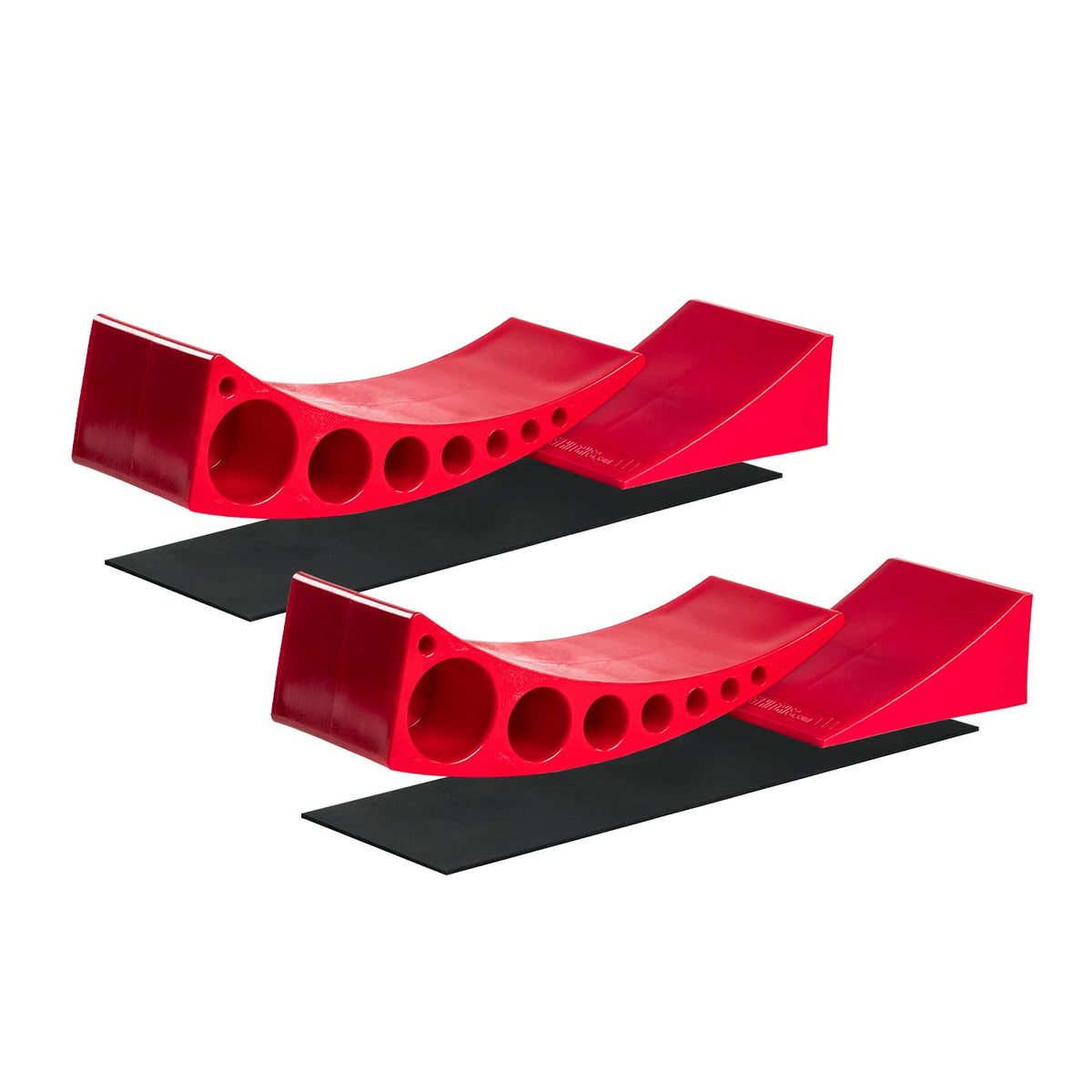 Andersen Hitches 3604 camper leveler blocks with rubber mats provide precise leveling.