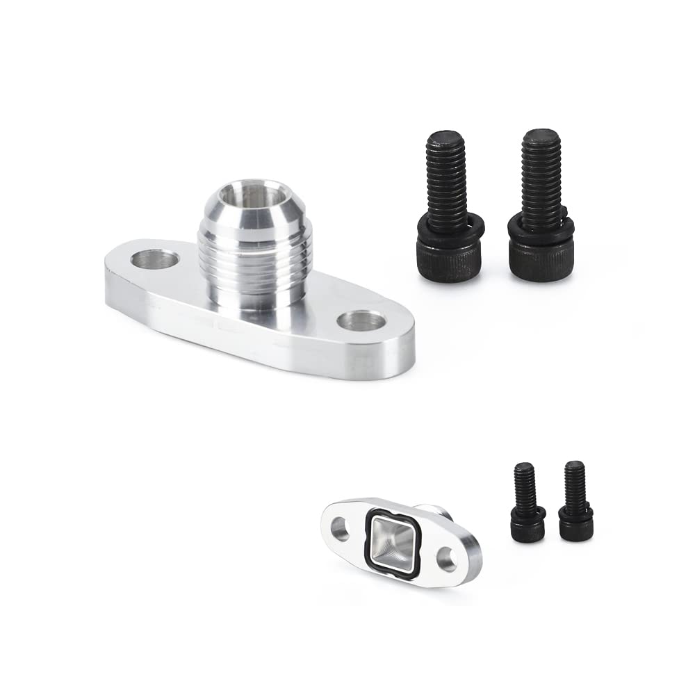 ANDO RACING AN10 oil drain flange in durable aluminum for turbo oil return.