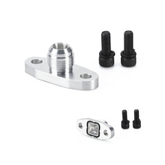 ANDO RACING AN10 oil drain flange in durable aluminum for turbo oil return.