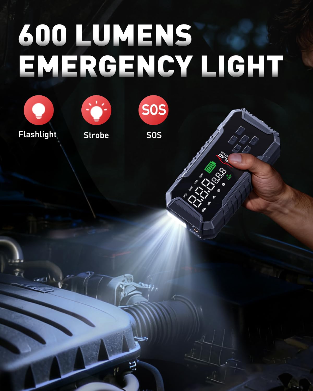 ANFLAG 600-lumen emergency light provides bright roadside illumination