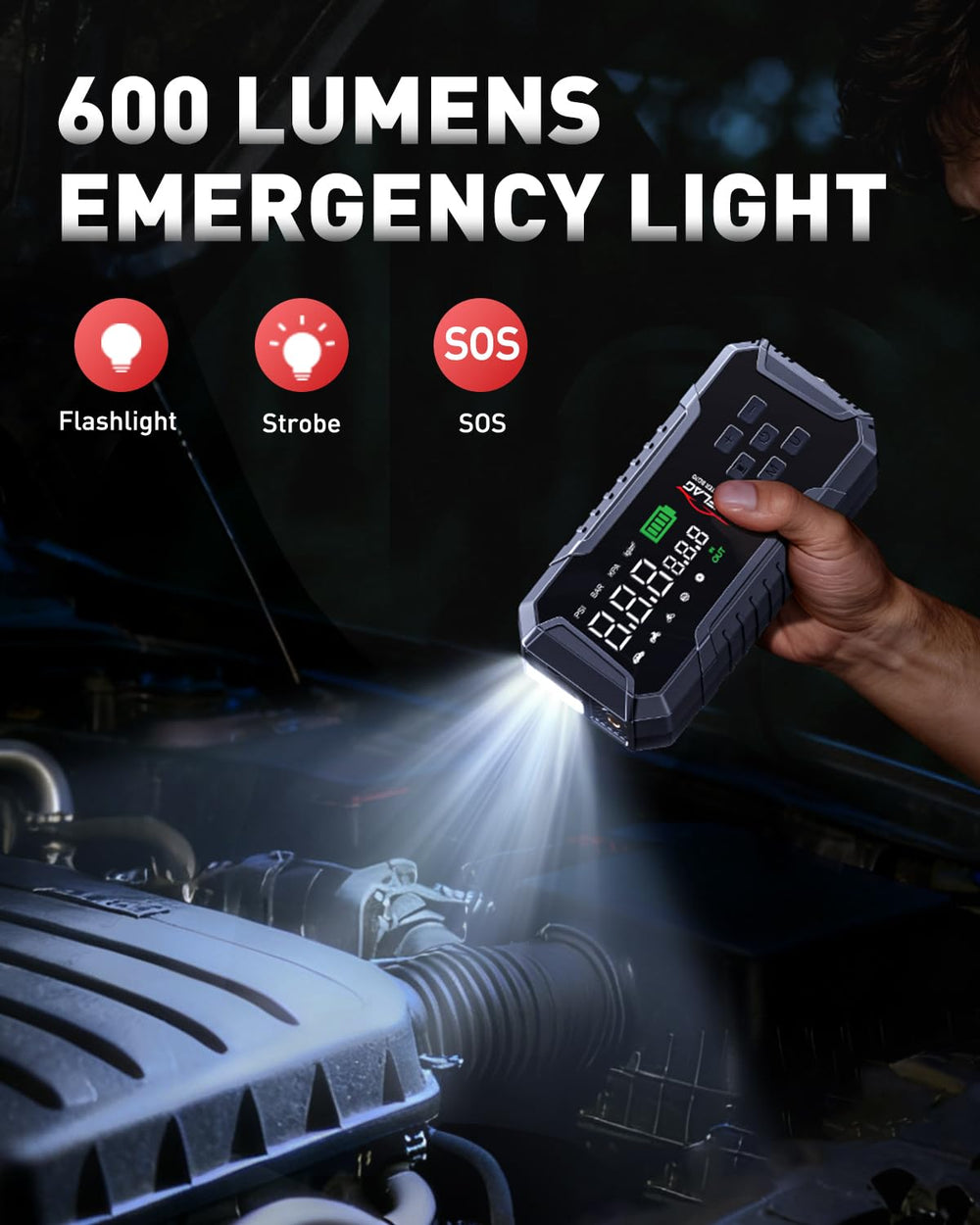 ANFLAG 600-lumen emergency light provides bright roadside illumination