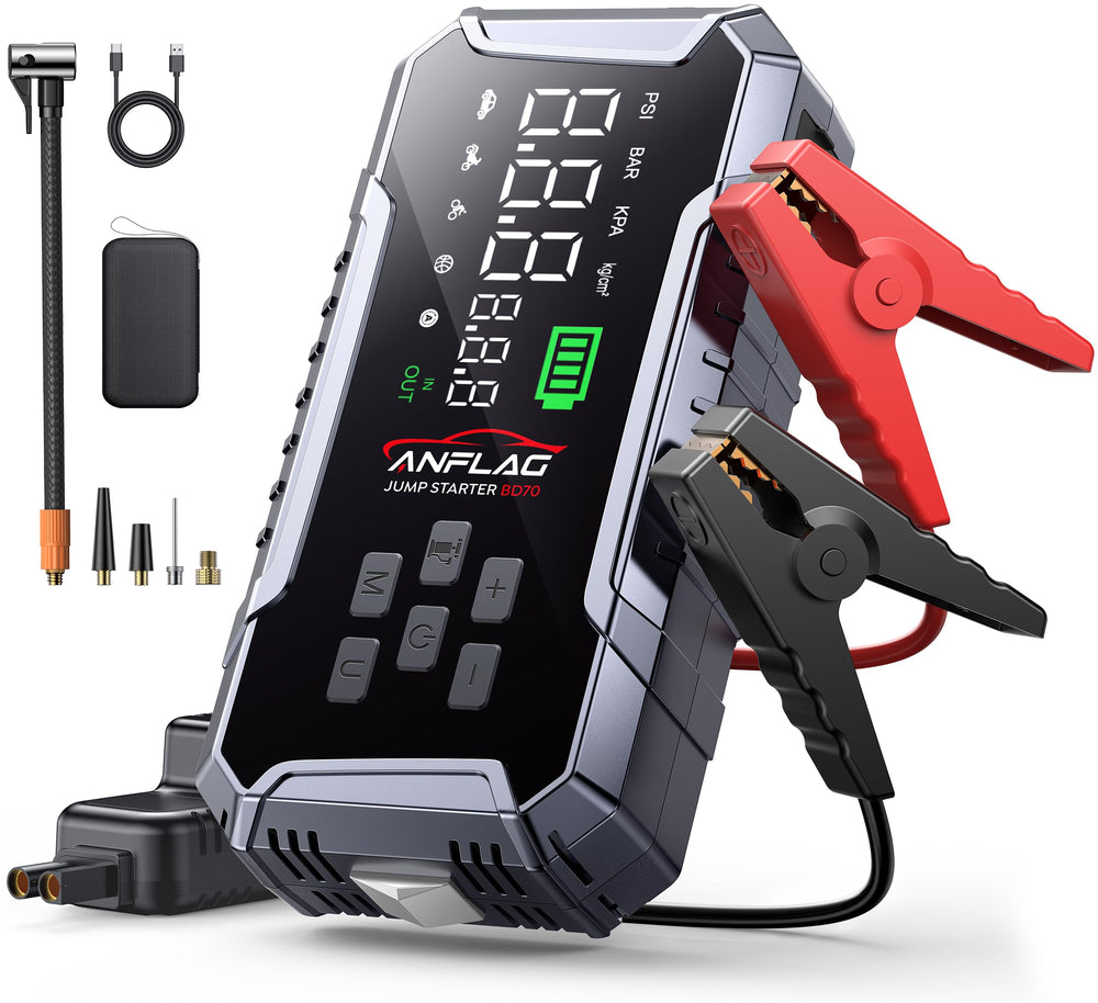 ANFLAG jump starter 7000A in action boosts a dead battery quickly