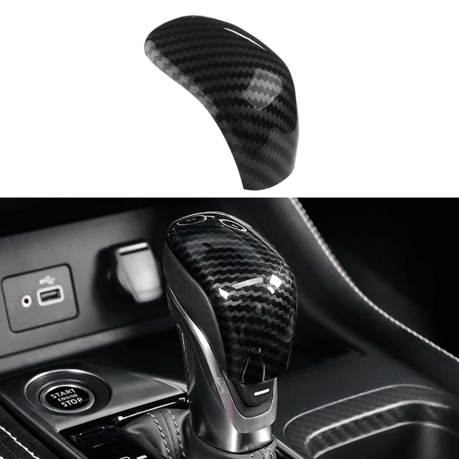 ANFOKAS gear shift knob cover on Nissan Sentra Altima enhances sporty interior.