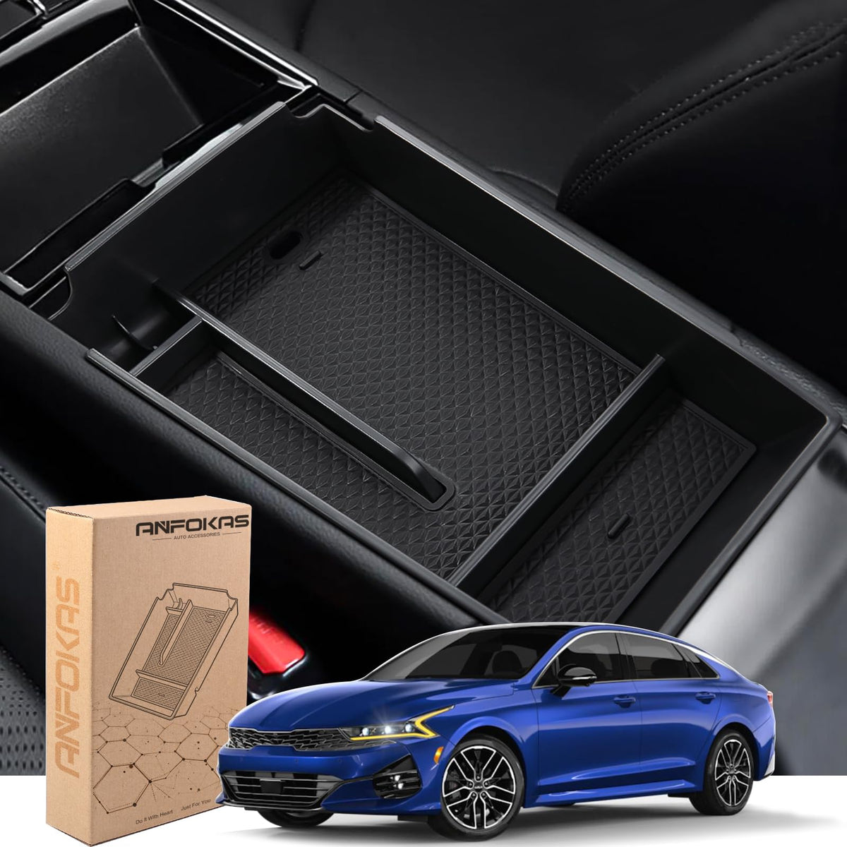 ANFOKAS DL3 Kia K5 center console tray fits snugly for organized daily drives
