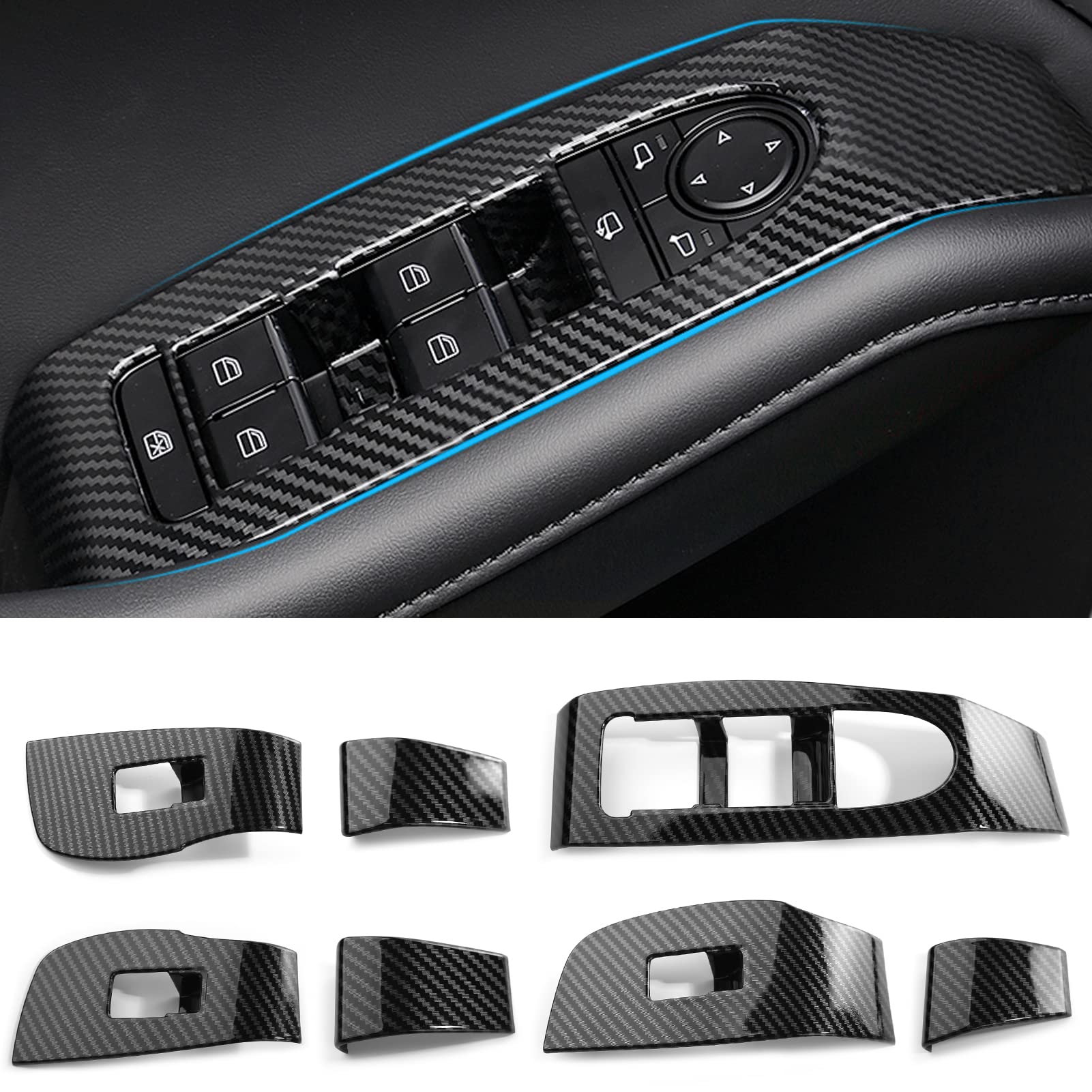 ANFOKAS Mazda3 CX-30 gear panel trim in carbon fiber look enhances interior style.
