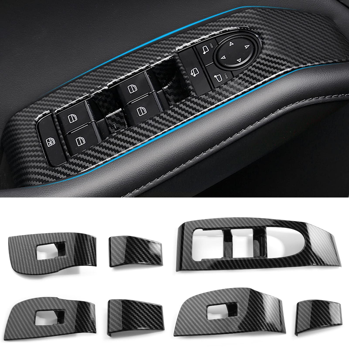 ANFOKAS Mazda3 CX-30 gear panel trim in carbon fiber look enhances interior style.