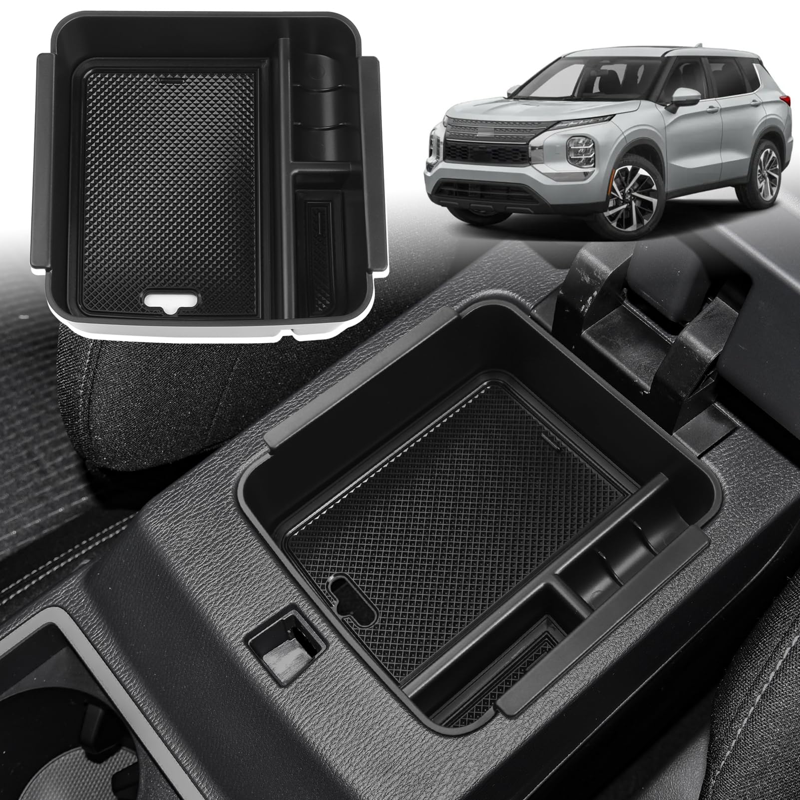 ANFOKAS Outlander center console organizer improves tidy storage and quick access.