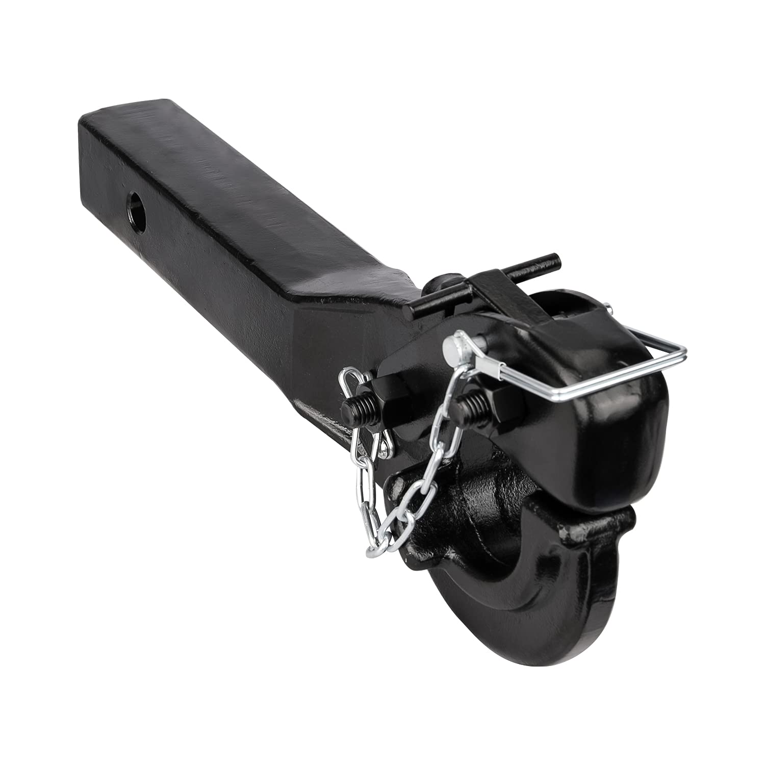 ANGCOSY 10-ton pintle hook forged steel with locking latch for secure towing.