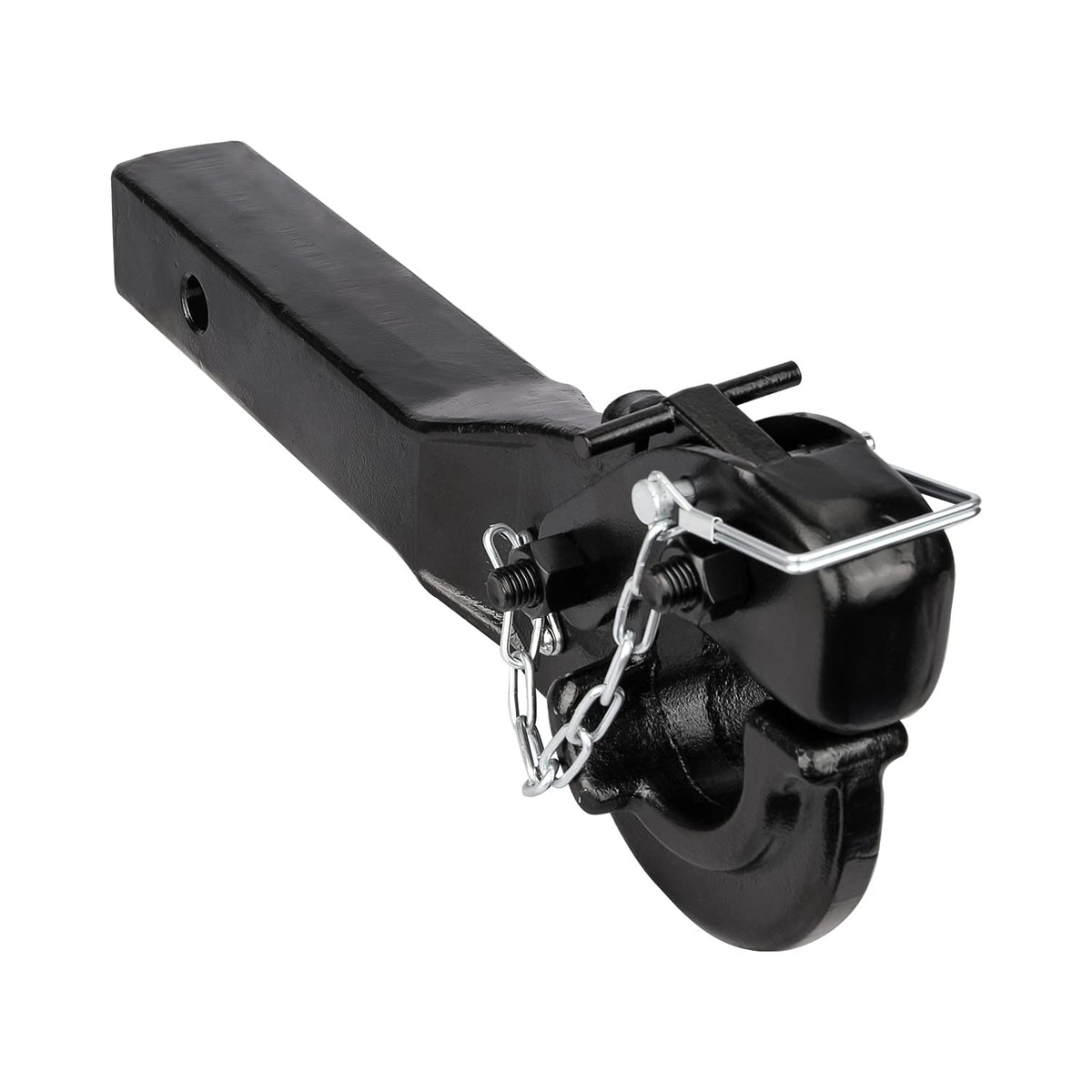 ANGCOSY 10-ton pintle hook forged steel with locking latch for secure towing.