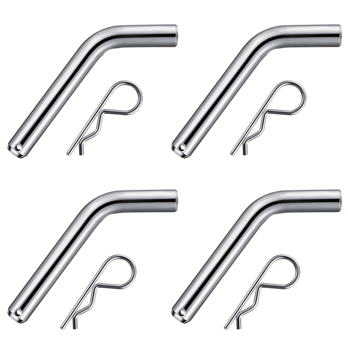 Anglechic 4-set hitch pins with grooved heads for secure towing connections