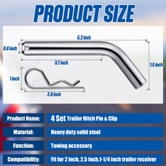 Anglechic 5/8 inch hitch pin fits 2 inch and 2.5 inch receivers for versatility