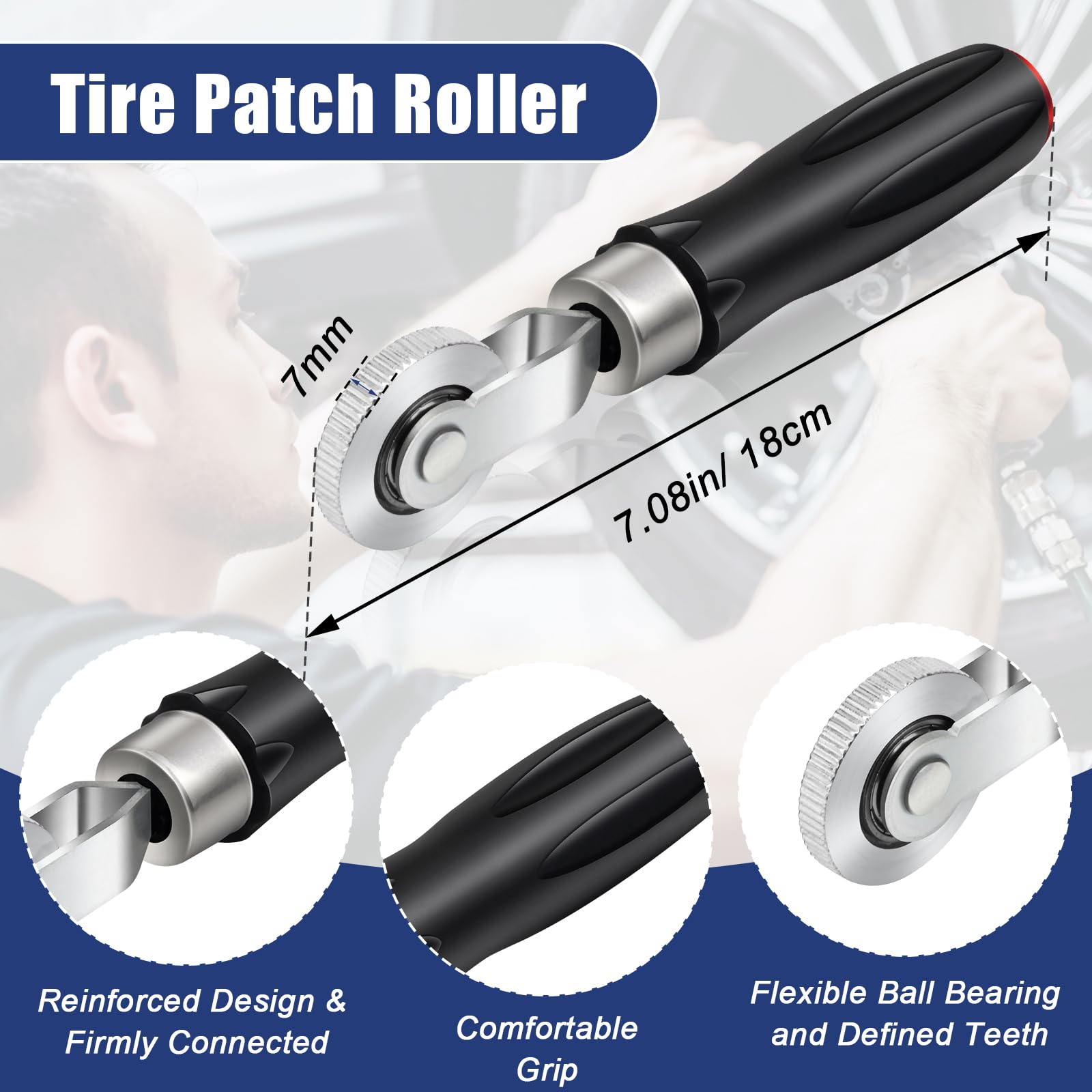 Anglekai buffing wheel shown for tire surface polish.