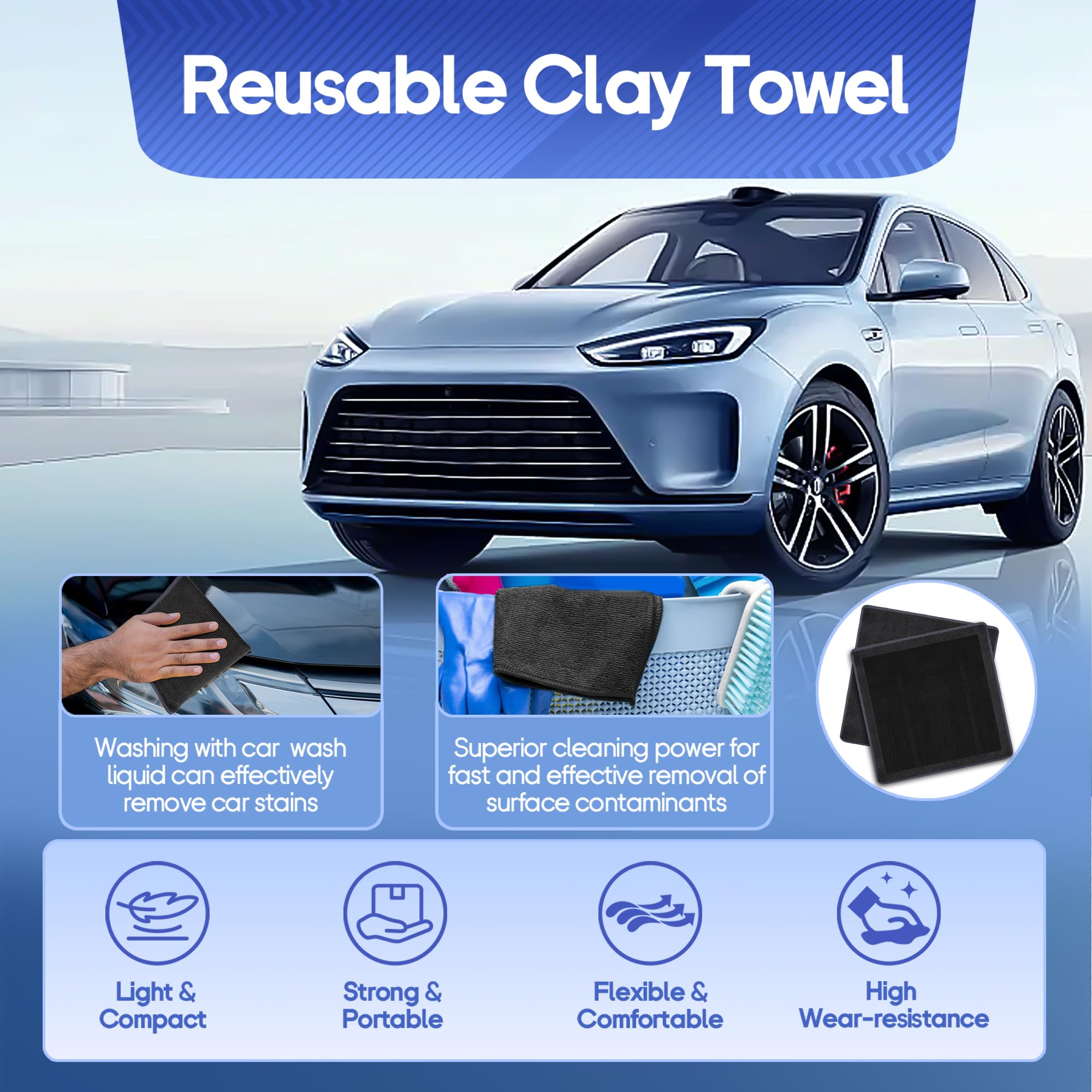 Anglekai clay towel is reusable for many detailing sessions.