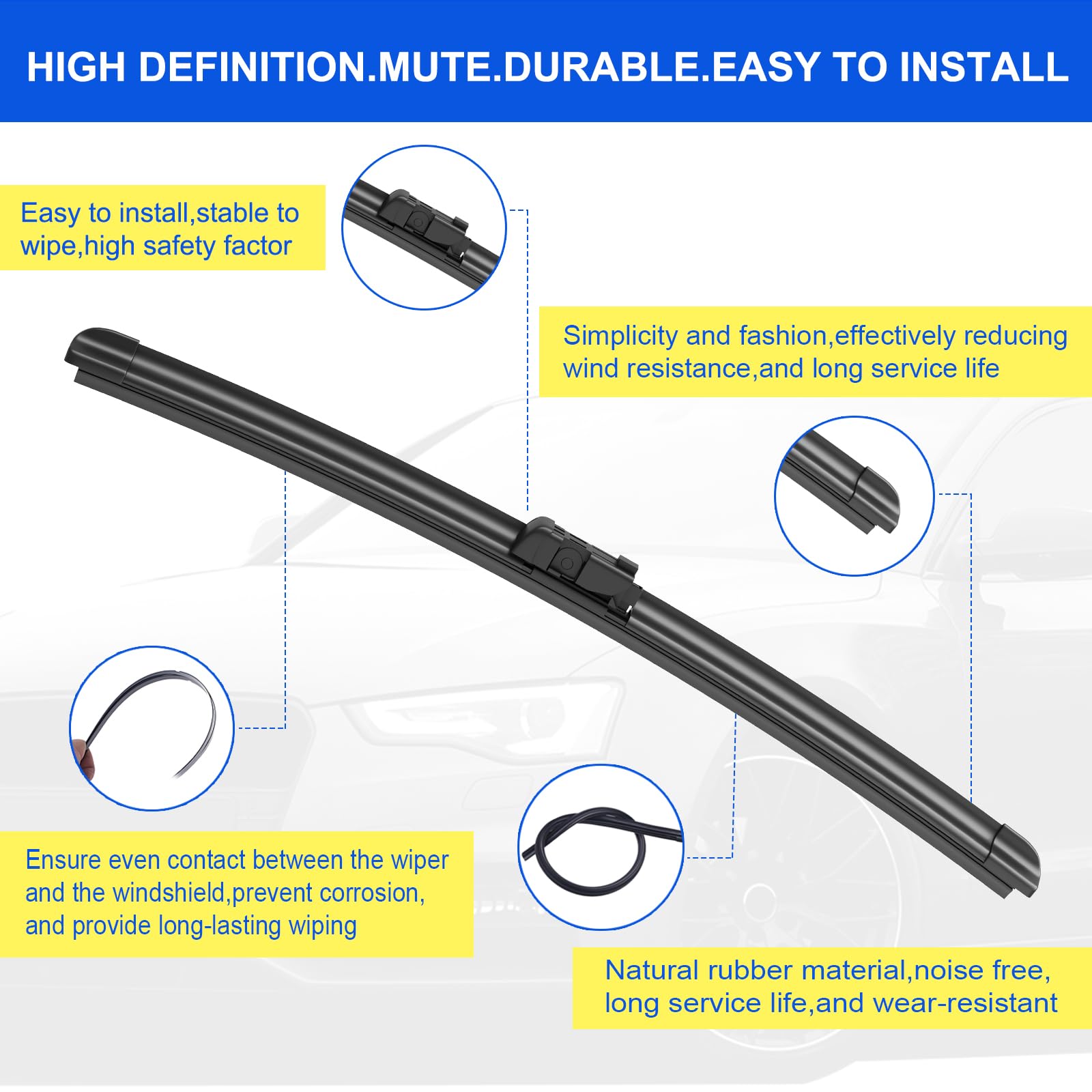 ANIKLUIM 22-inch front passenger blade with protective coating for extended life