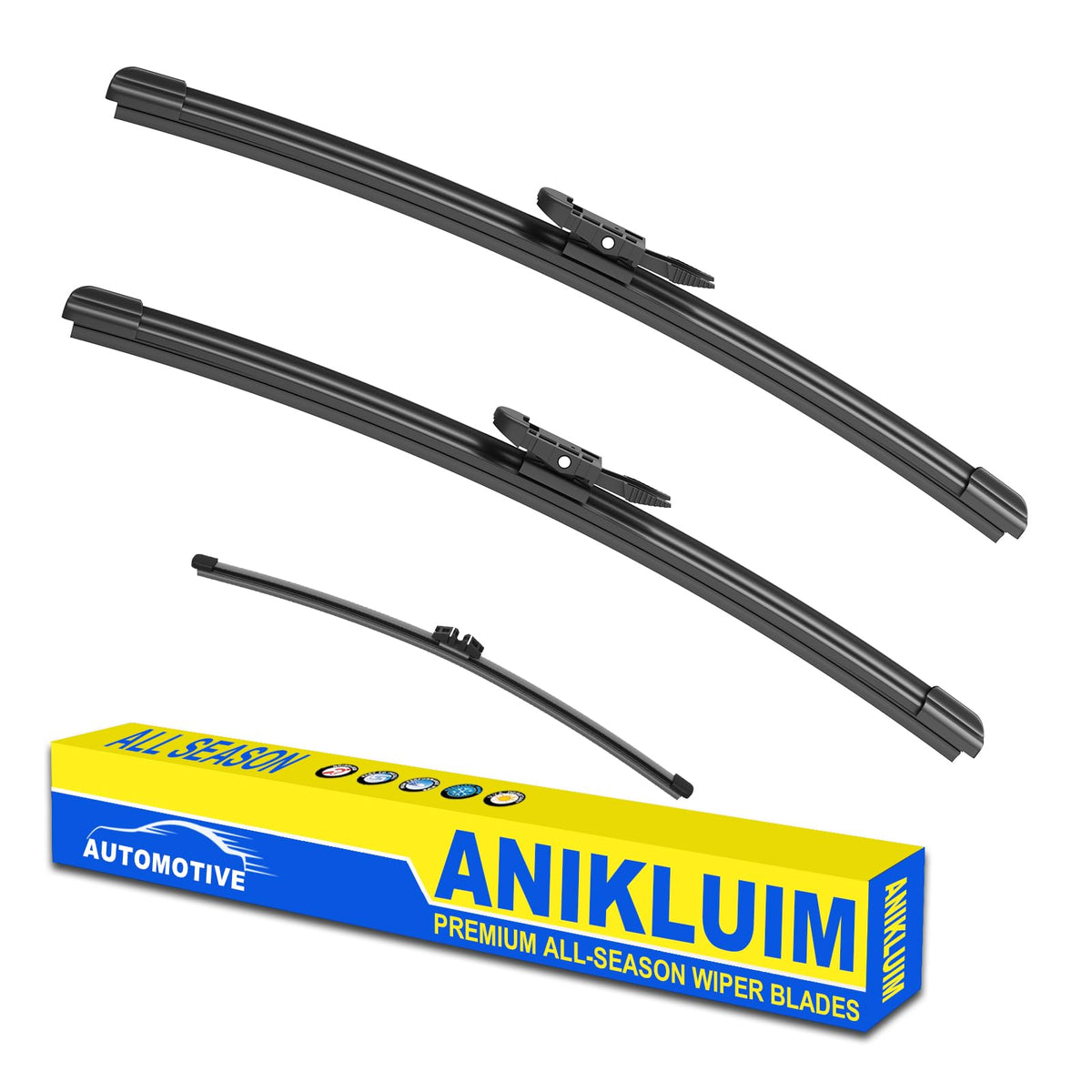 ANIKLUIM 28x28 front driver wiper in rain for clear visibility.