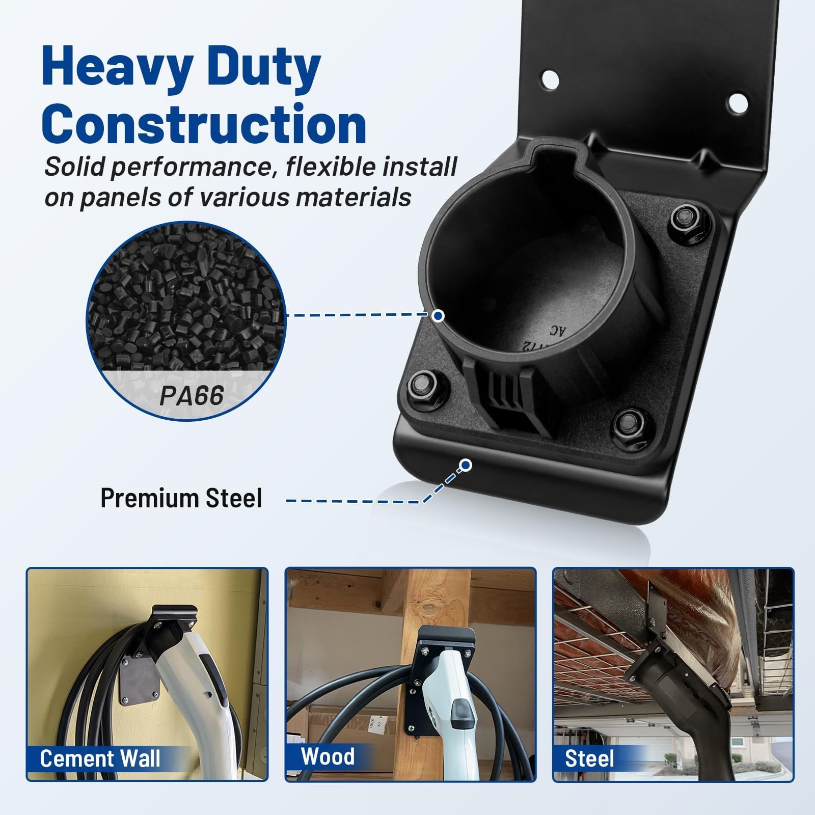 Anina EV Charger Holder steel bracket provides strong support.