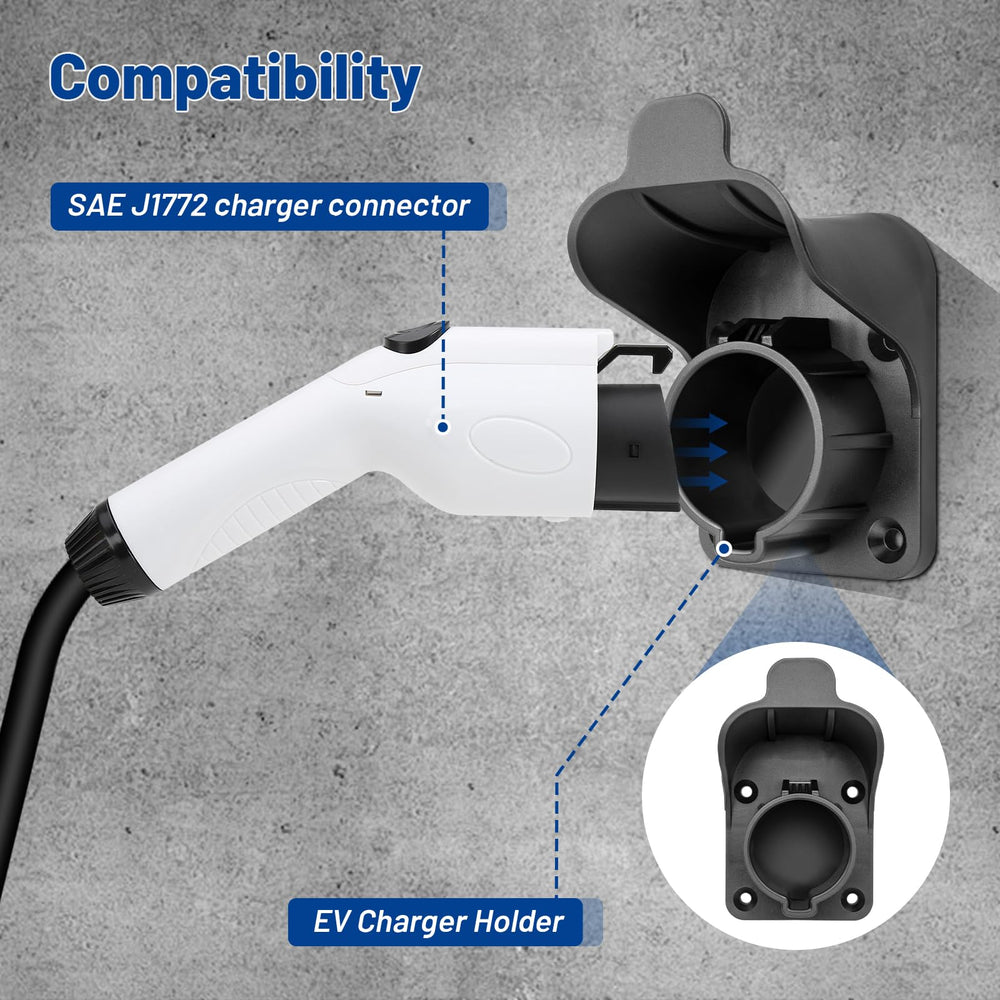 Anina EV Charger Holder wall-mount in action with tidy cable organization.