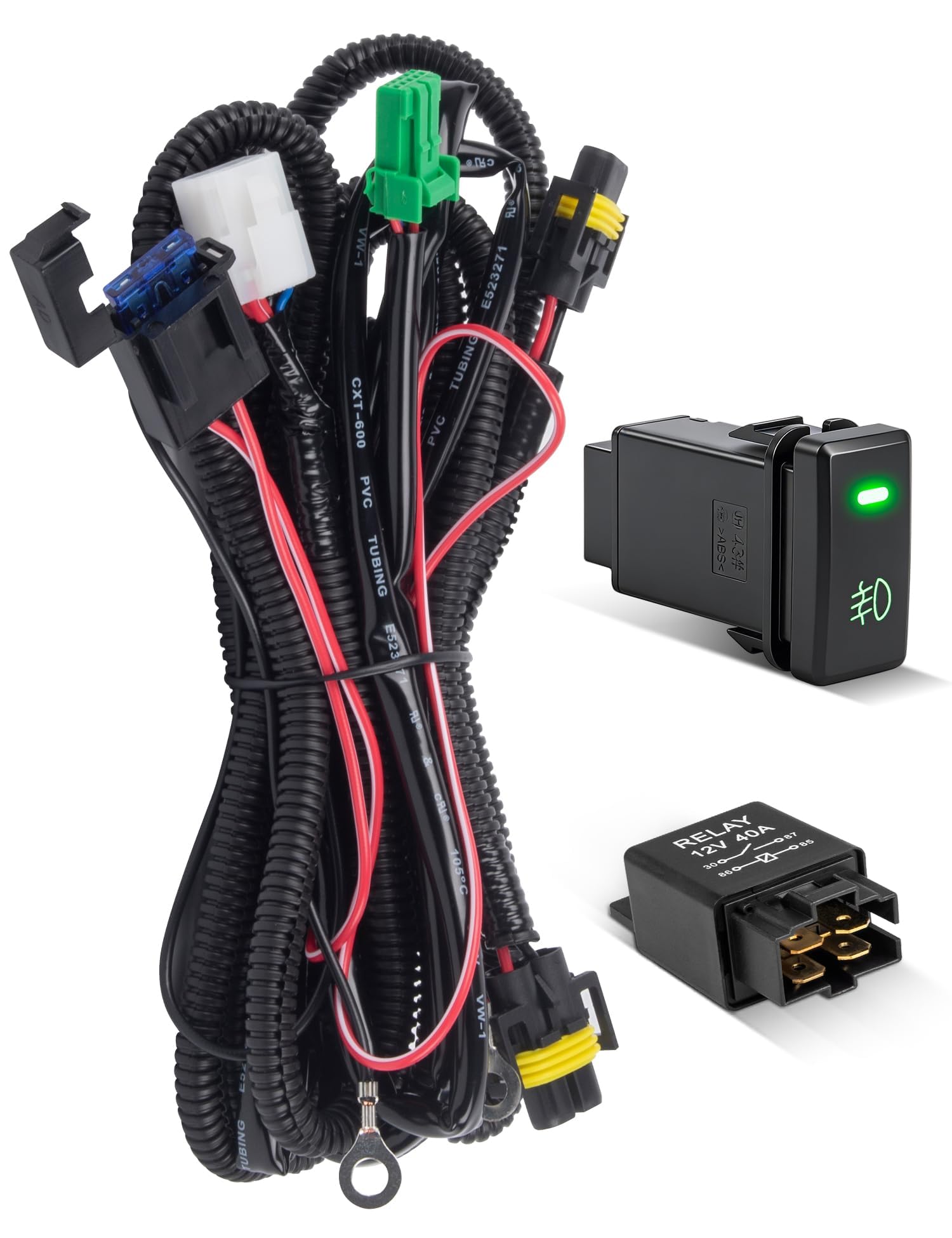 Anina fog-light harness kit top view for easy DIY installation
