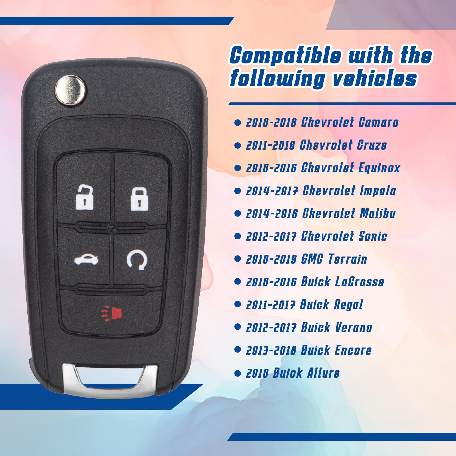 Aniterbo Chevrolet Cruze 5-button keyfob for quick lock and unlock.