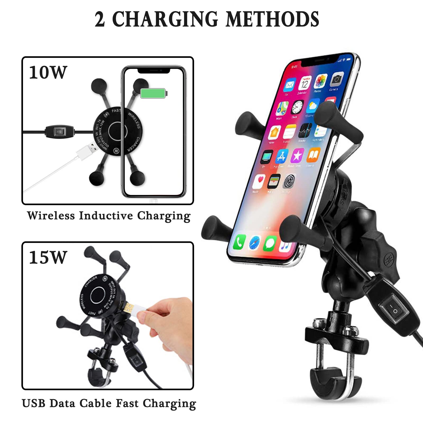 ANKBOY wireless Qi motorcycle holder demonstrates secure auto-locking on rough roads