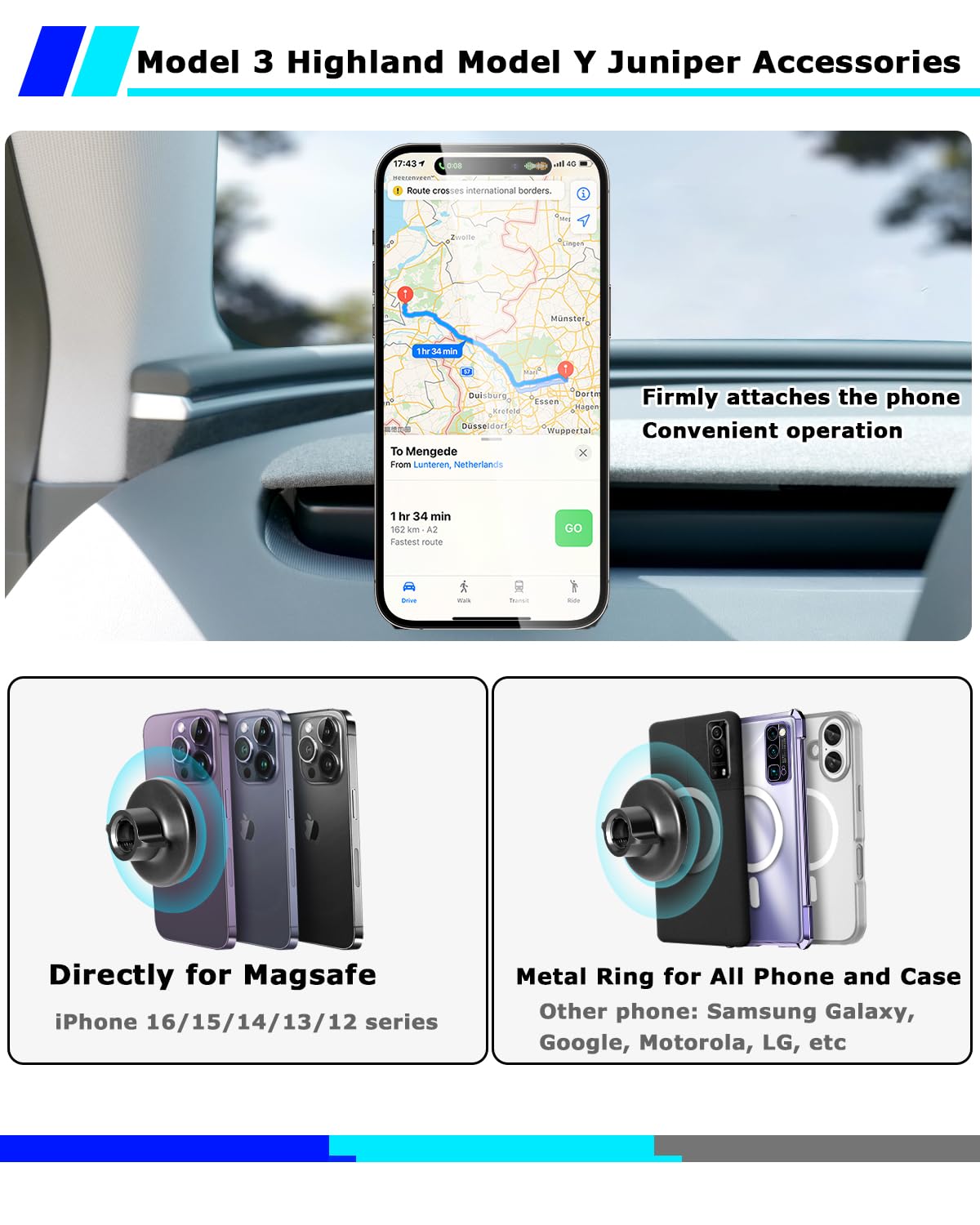 ANKEWAY metal ring enables non magsafe phones compatibility.