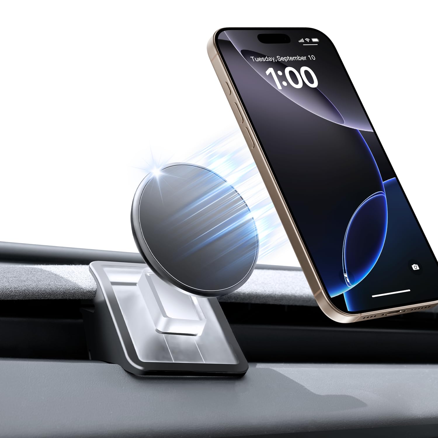 ANKEWAY Tesla vent mount securely holds a phone for hands-free navigation.