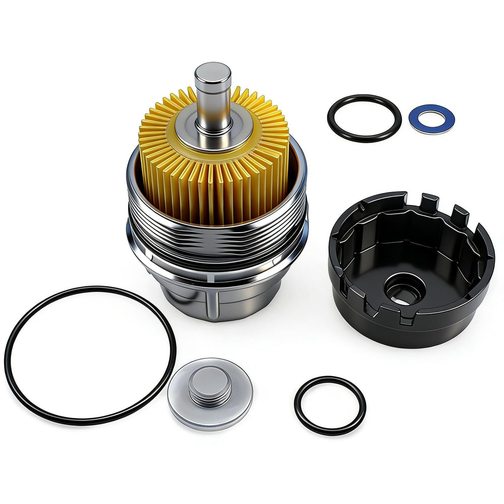 Anleecap oil filter housing cap assembly kit shown with complete contents for DIY maintenance.