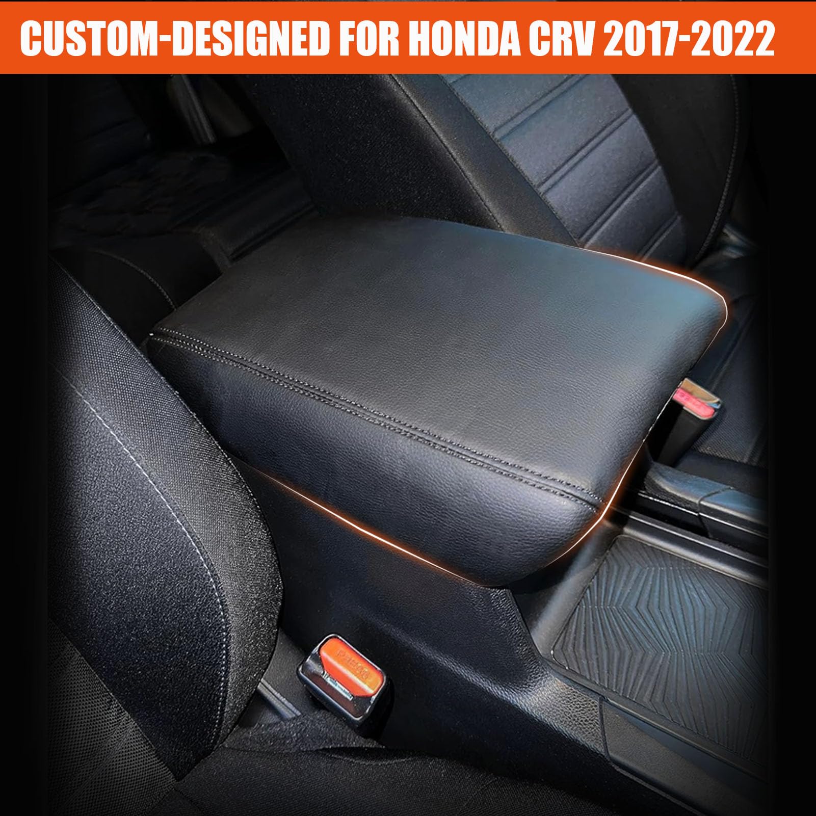 Waterproof surface of ANMOSVO CR-V armrest cover in black for quick wipe-downs