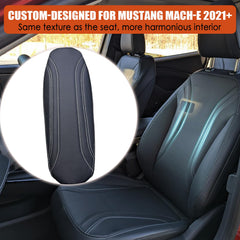 Custom-cut Mach-E cover fits the armrest lid precisely