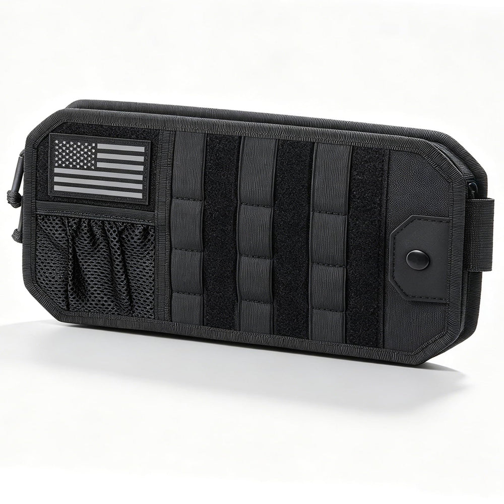 ANMUXI Molle car sun visor organizer main view showing clutter-free cabin