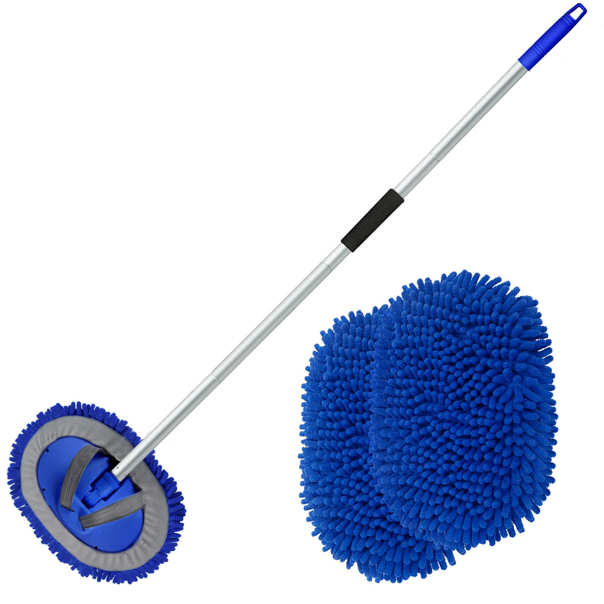 anngrowy 62-inch extendable car wash brush with long pole for easier reach and thorough cleaning.