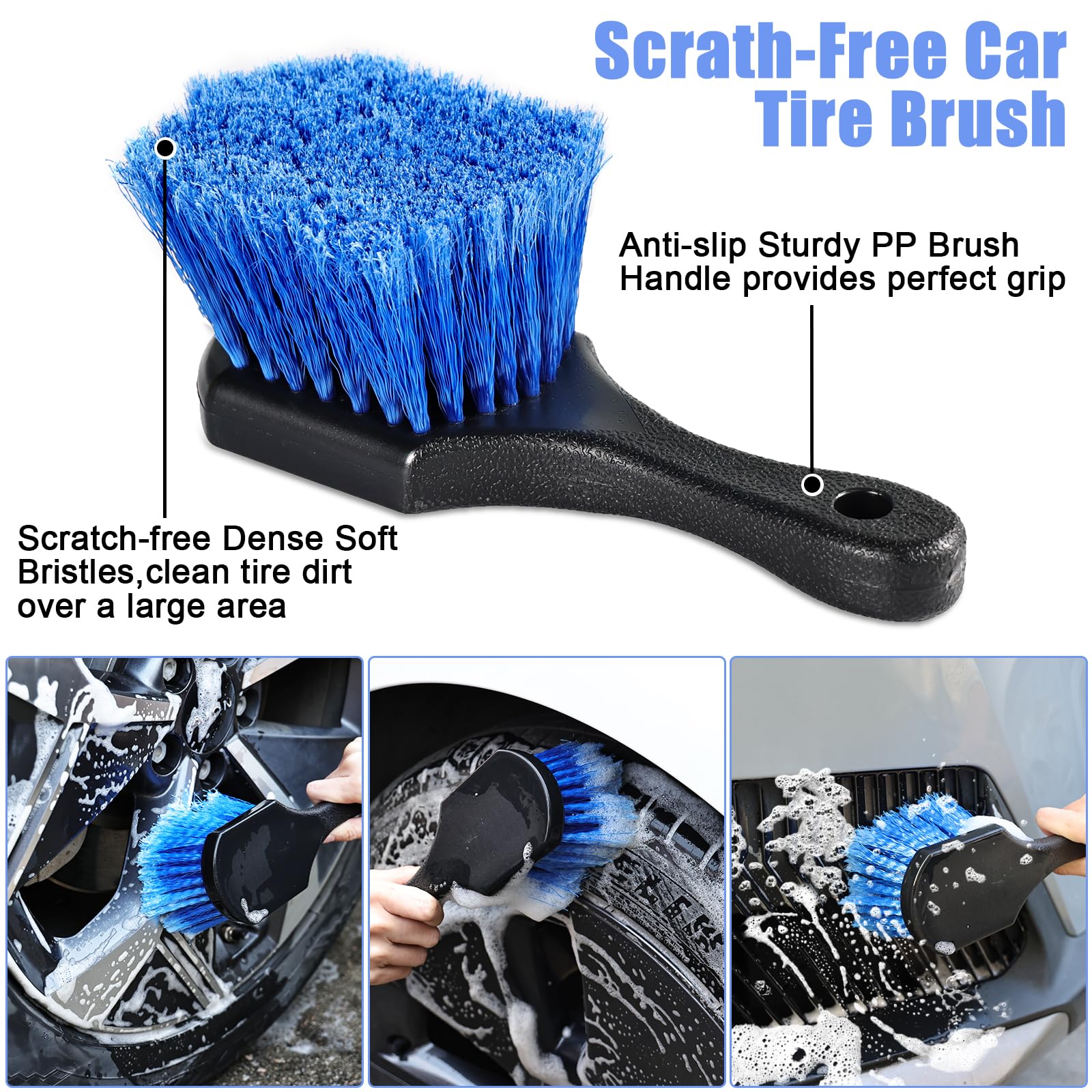 anngrowy wheel and tire brush for deep-cleaned rims and brake dust.