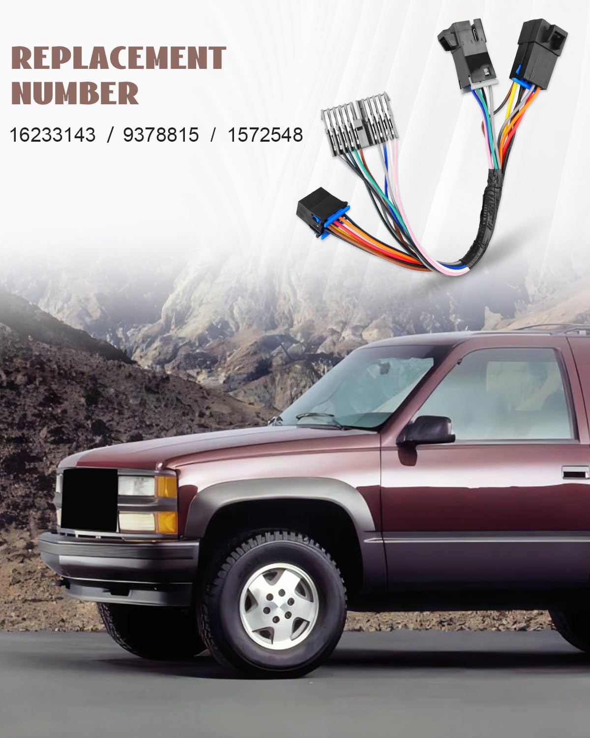 ANODZU 16233143 AC heater harness dash install shows dash-mount compatibility.