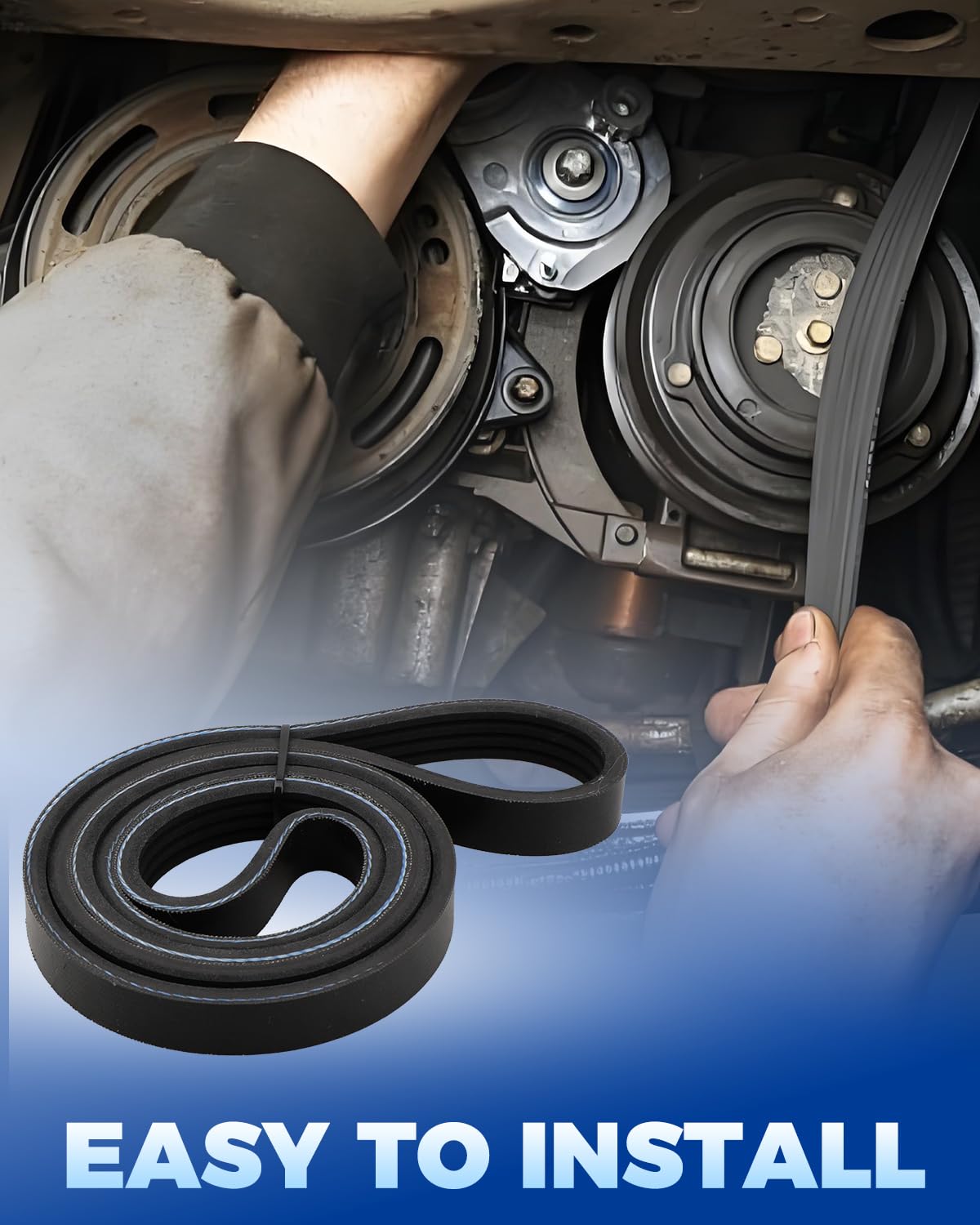 ANODZU EPDM belt close-up illustrating high-mileage durability and minimal stretch