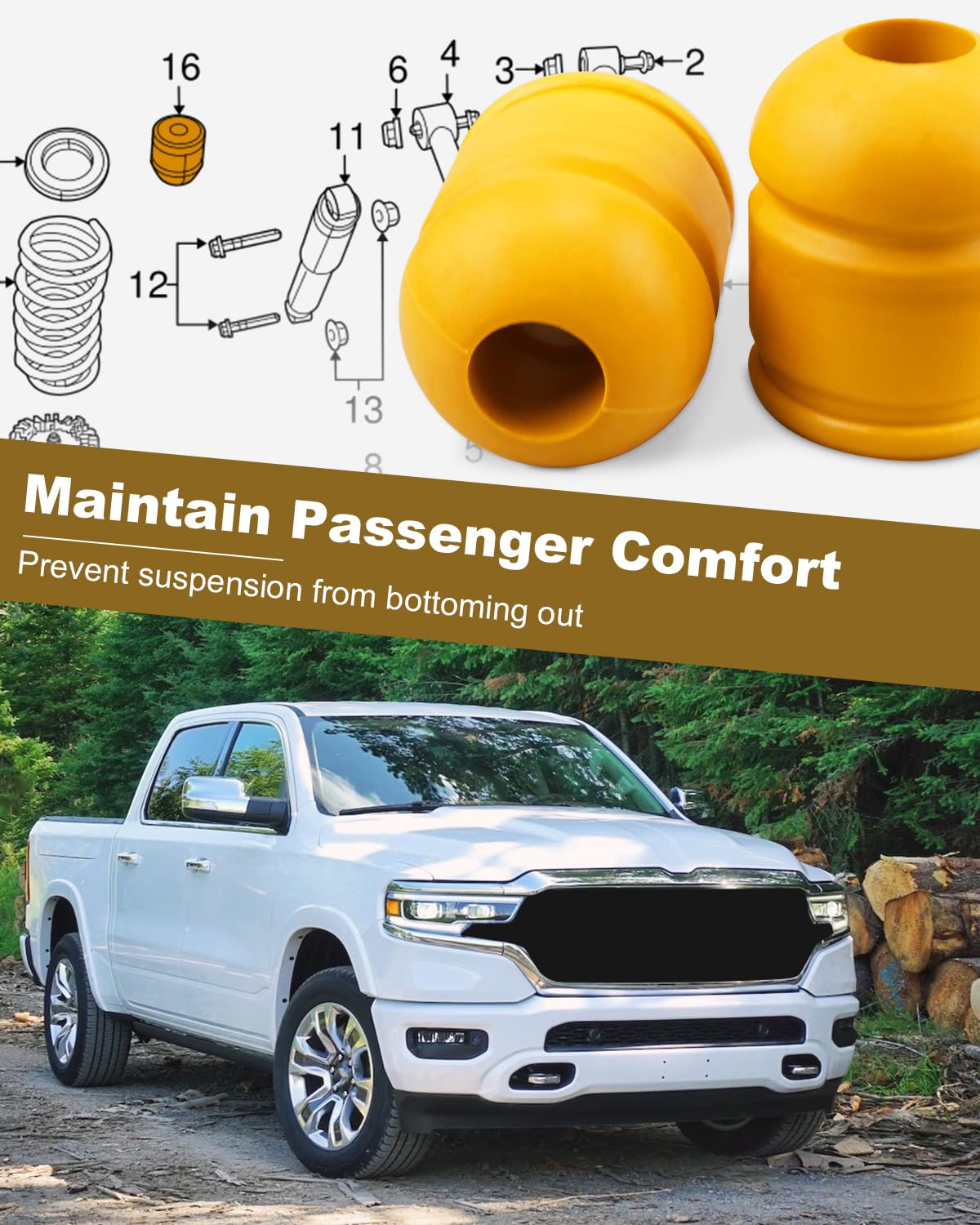ANODZU rear bump stop compatible with 52855788AA AB AC part numbers