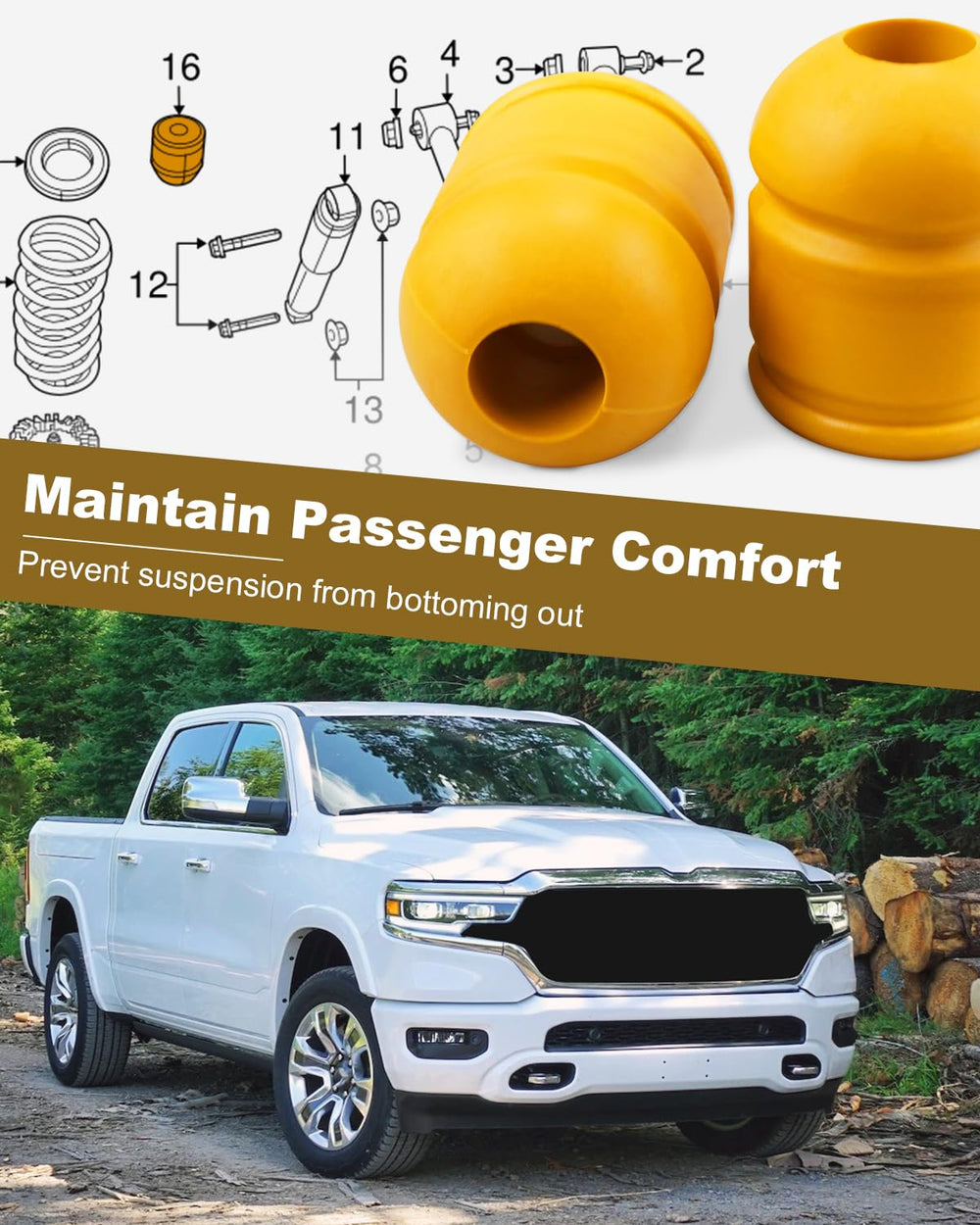 ANODZU rear bump stop compatible with 52855788AA AB AC part numbers