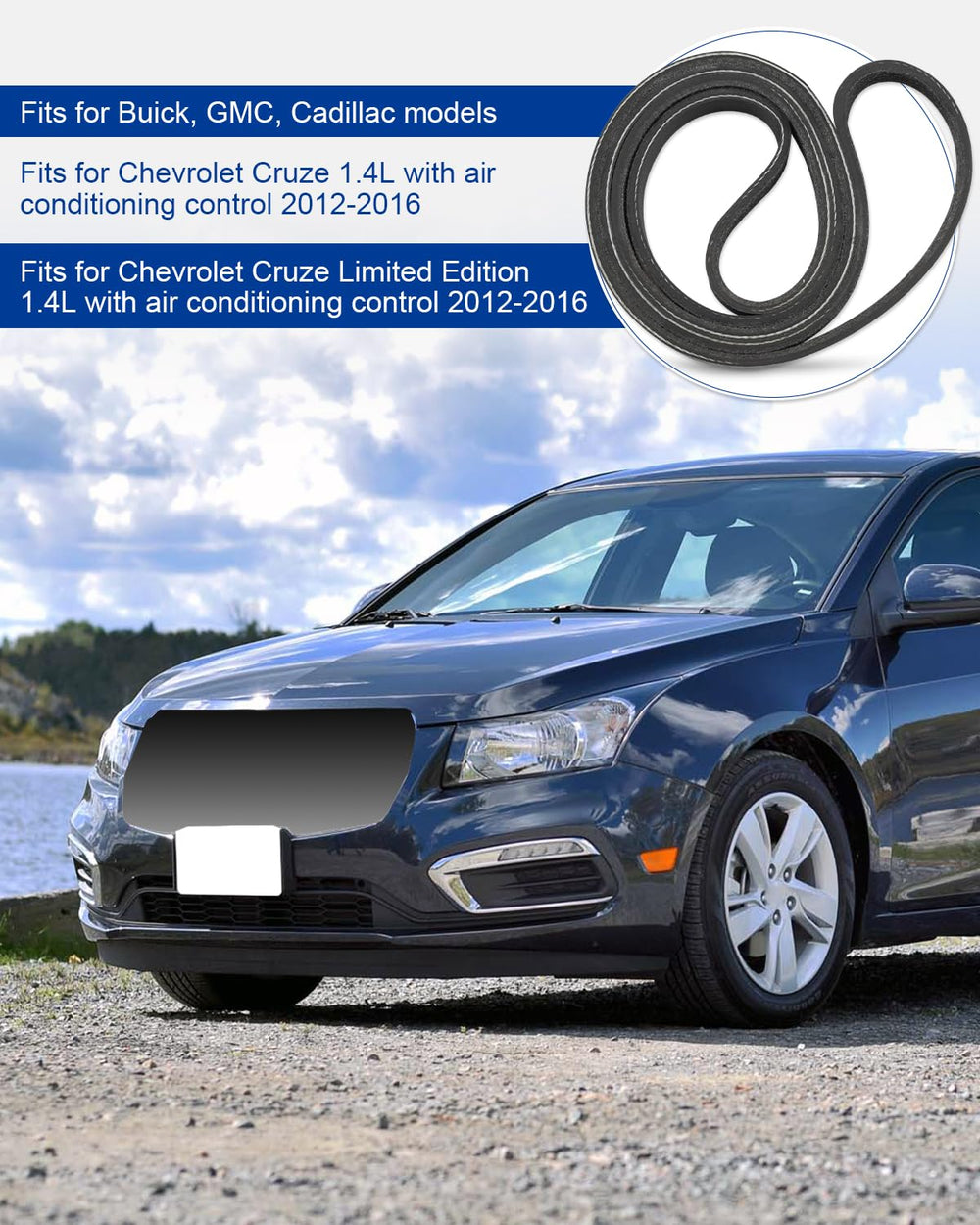 ANODZU serpentine belt 55578811 close-up shows durable rubber for long life.