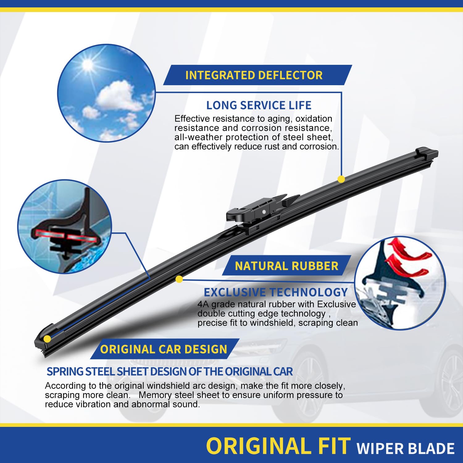 ANRDDO wiper blade package showing premium build and replacement parts
