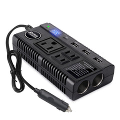 Ansee car power inverter front view with accessible outlets for on-the-go charging.