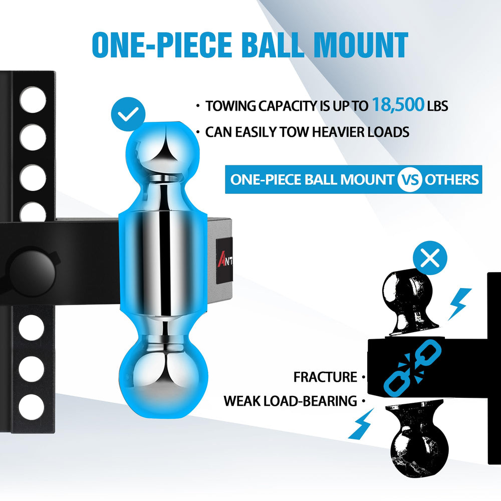 ANTbay aluminum hitch body with black powder coating for durability.