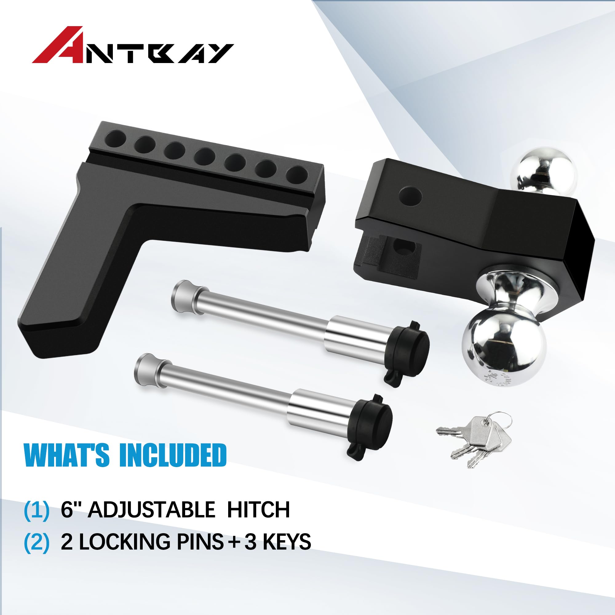 ANTbay chrome pins and rubber caps protect the hitch from wear