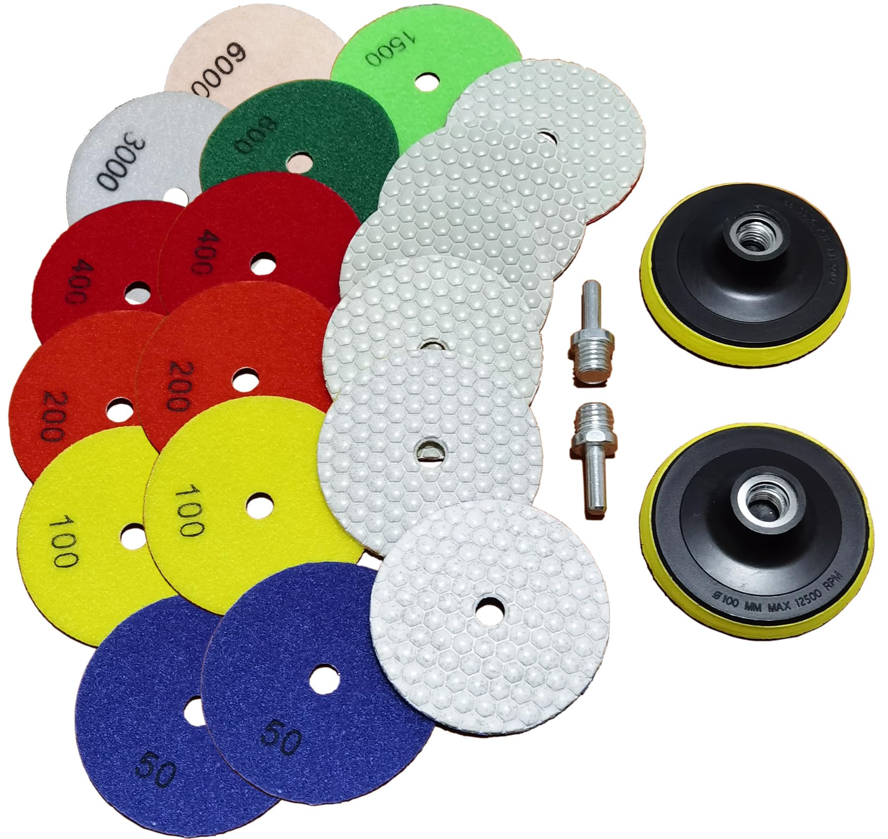 ANTENGDATOOL 4-inch diamond polishing pads kit for dry polishing enhances stone finish.