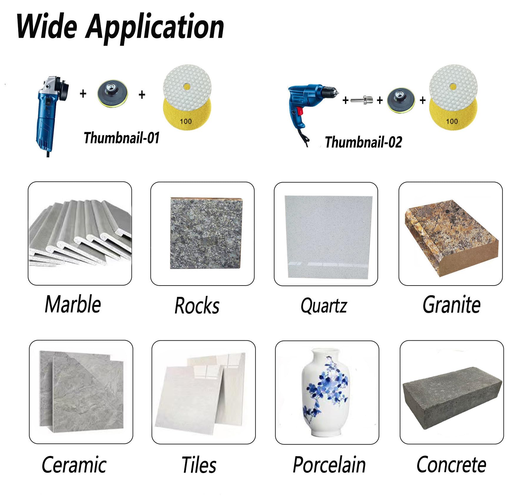 ANTENGDATOOL quartz granite marble polishing pads set for versatile surfaces.