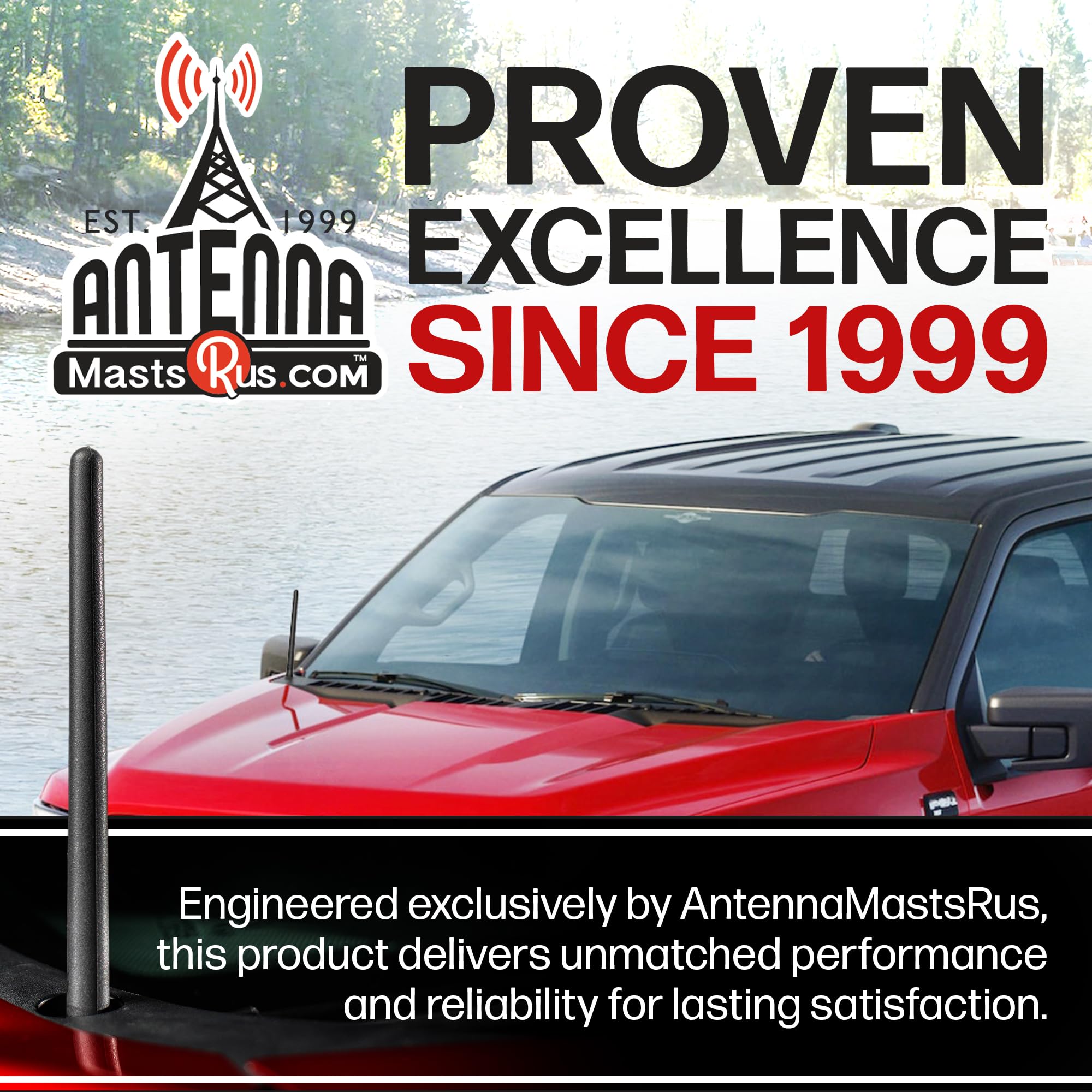 USA-made stainless threading highlighted on the Frontier antenna for durable, secure mounting.