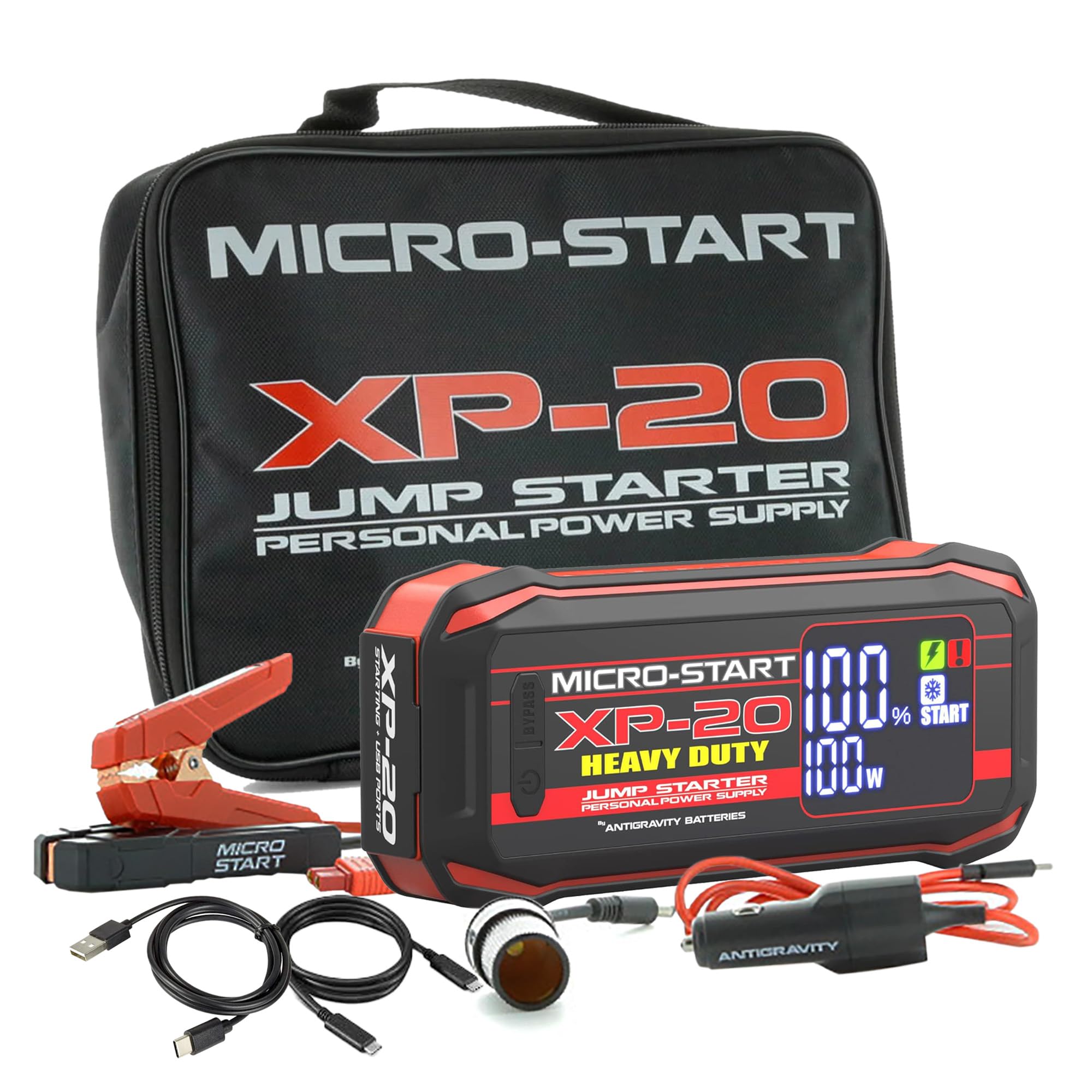 Antigravity Batteries 4650A jump starter on display, front view showing rugged build