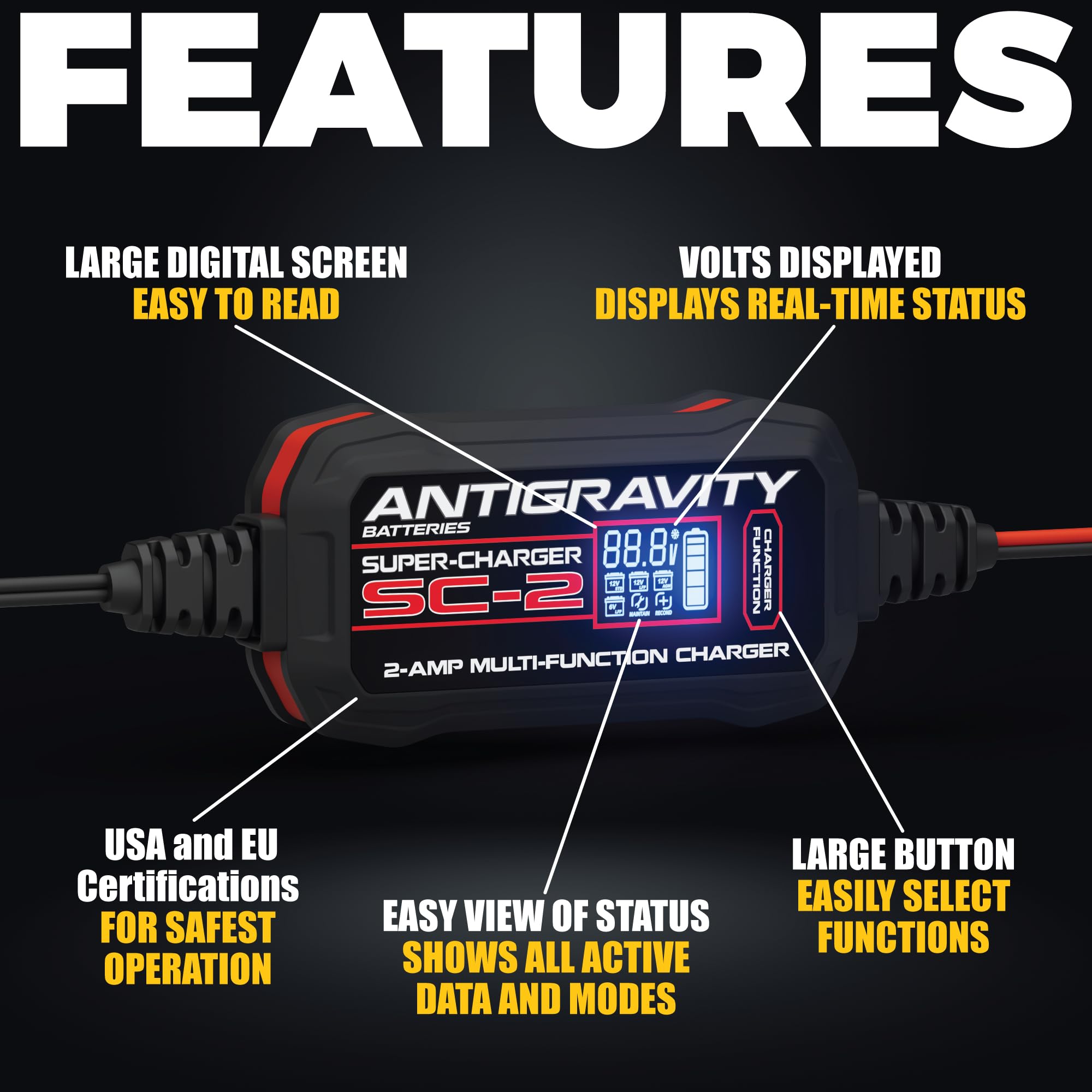Antigravity Super-Charger auto-detects 6V/12V for safe, efficient charging.