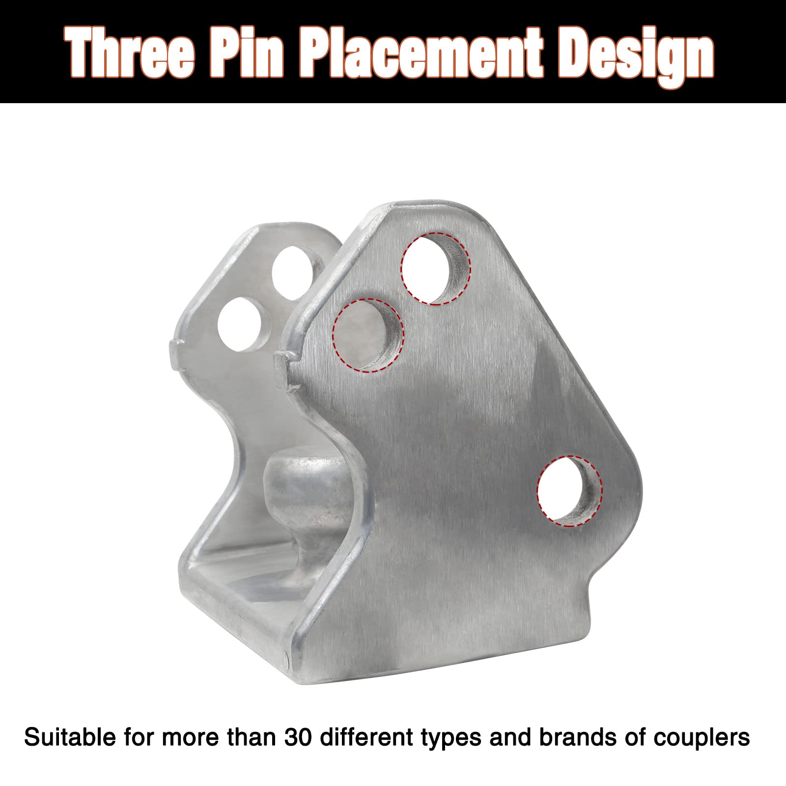 Antivanl trailer hitch lock with three-pin design for wider compatibility.